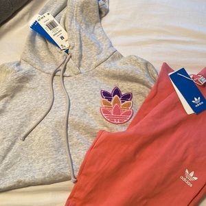 Adidas crop hoodie with scratch pants medium top bottoms small